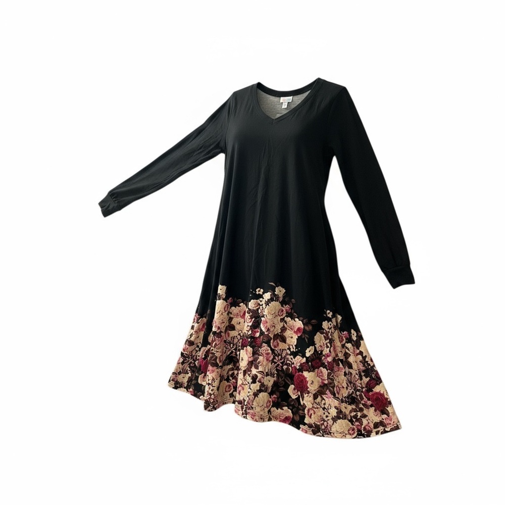LuLaRoe Emily Swing Dress Rare • Vintage • Dipped Floral on Black